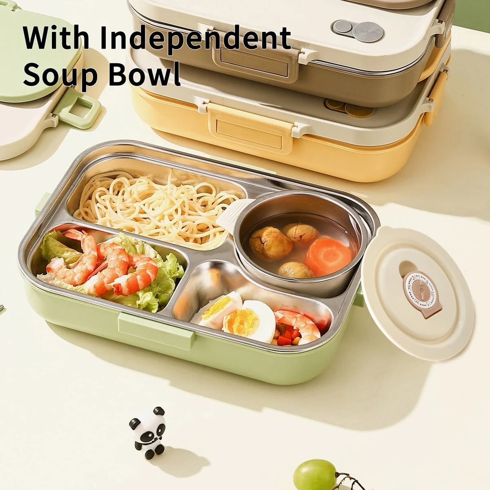 Stainless Steel Divided Lunch Container Large Capacity Bento Lunch Box Set 16