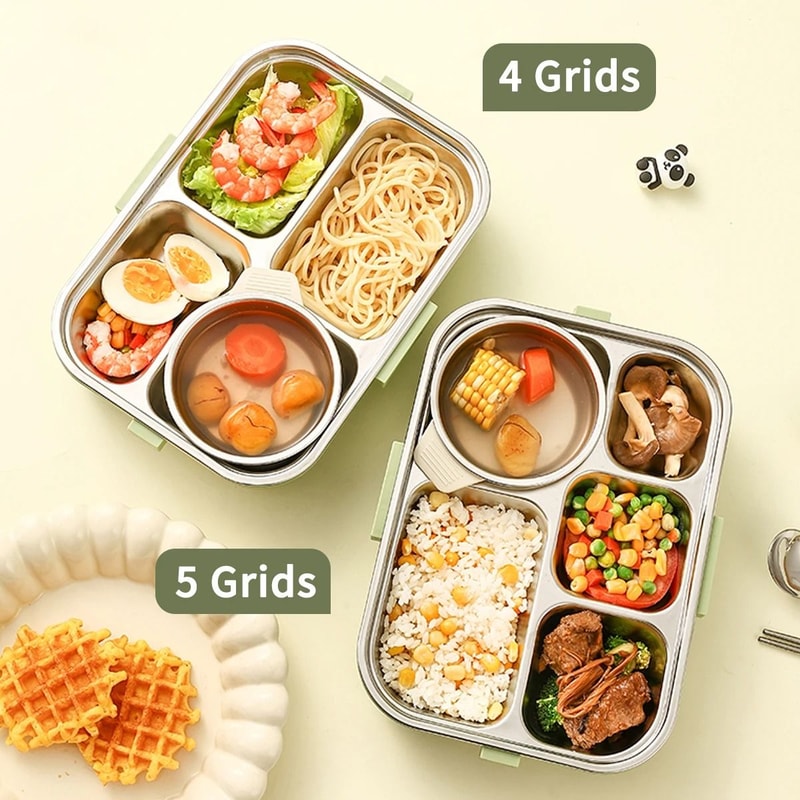 Stainless Steel Divided Lunch Container Large Capacity Bento Lunch Box Set 19