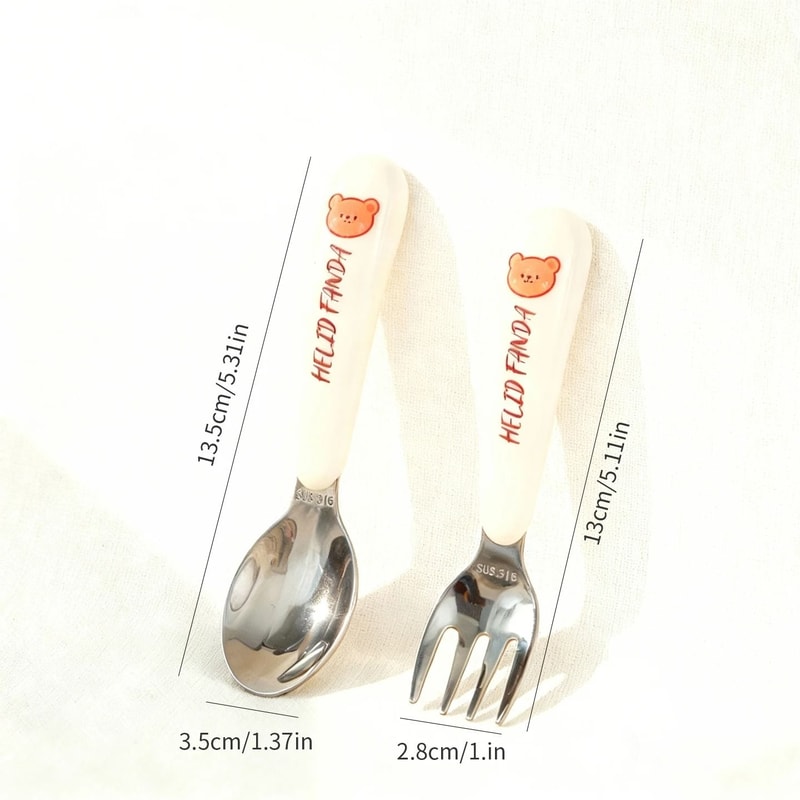 Kids Stainless Steel Cutlery Set Training Chopsticks Spoon And Fork 2