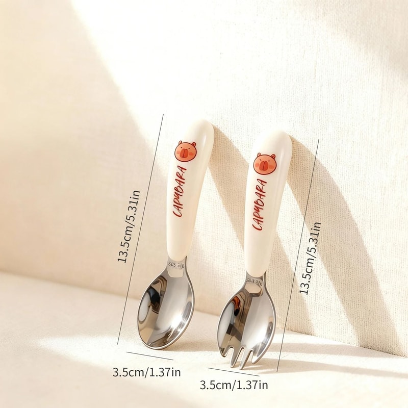 Kids Stainless Steel Cutlery Set Training Chopsticks Spoon And Fork 7