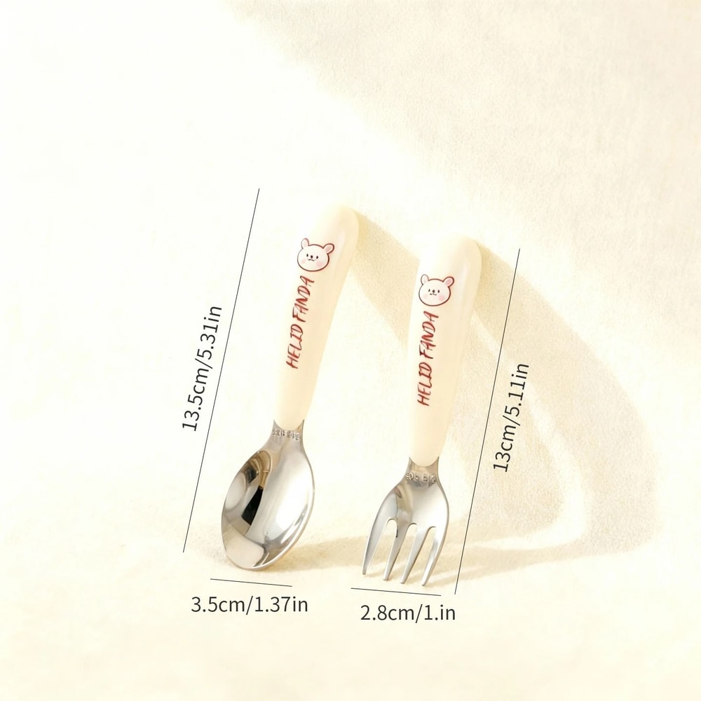 Kids Stainless Steel Cutlery Set Training Chopsticks Spoon And Fork 5