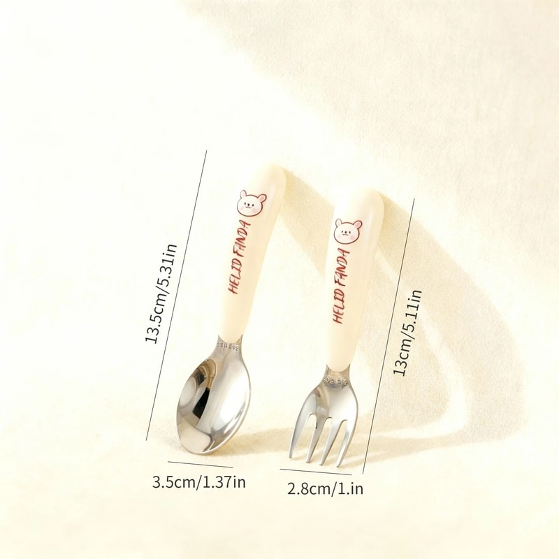 Kids Stainless Steel Cutlery Set Training Chopsticks Spoon And Fork 5