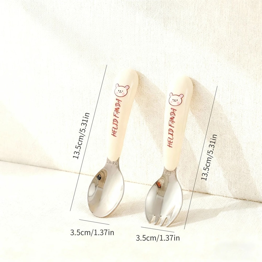 Kids Stainless Steel Cutlery Set Training Chopsticks Spoon And Fork 6