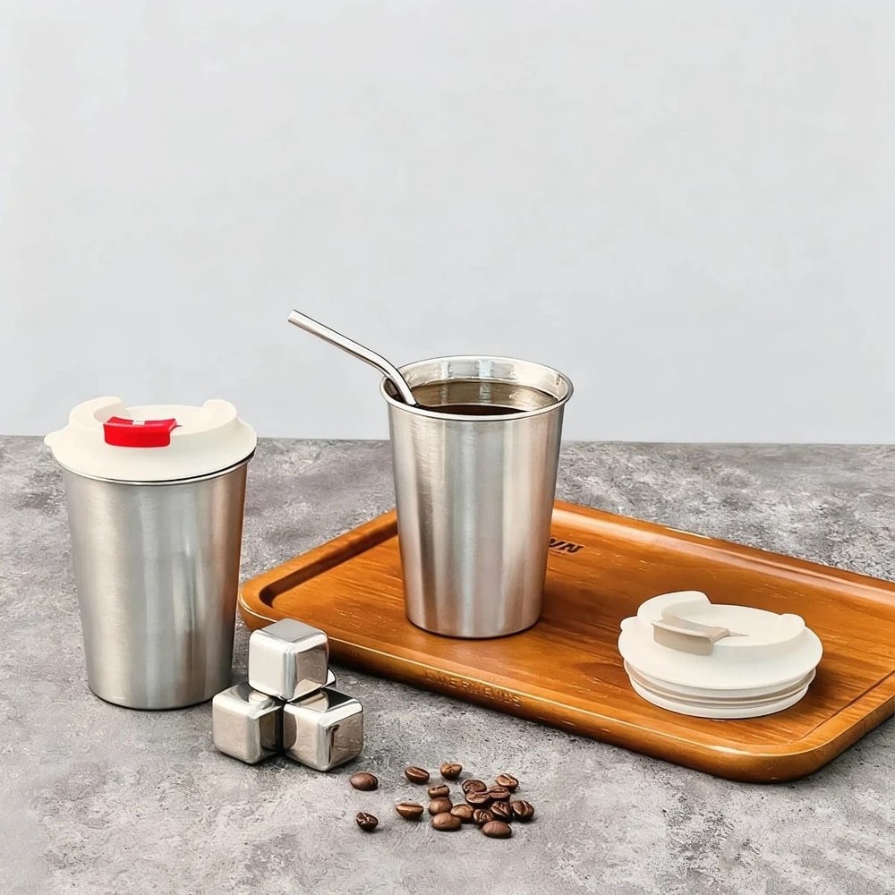 Stainless Steel Coffee Cup Portable Sealed Water Tumbler With Lid 5