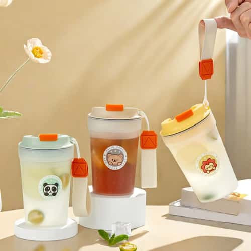 Portable Plastic Water Bottle with Rope Leak Proof Travel Tumbler for Kids