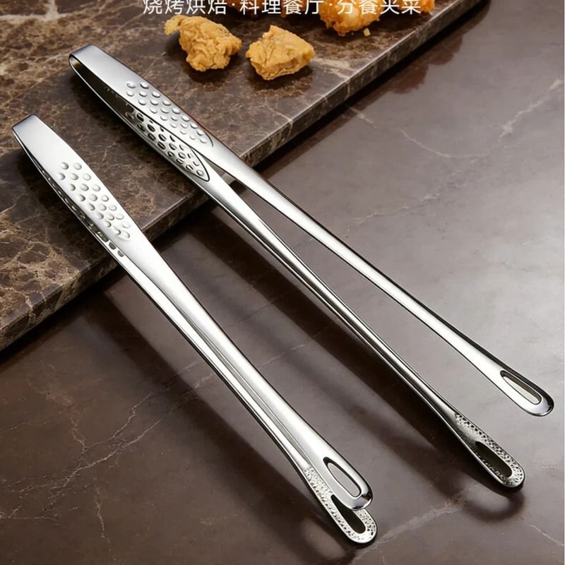 Stainless Steel Non Slip Long Handle BBQ Grill Tongs For Cooking 8