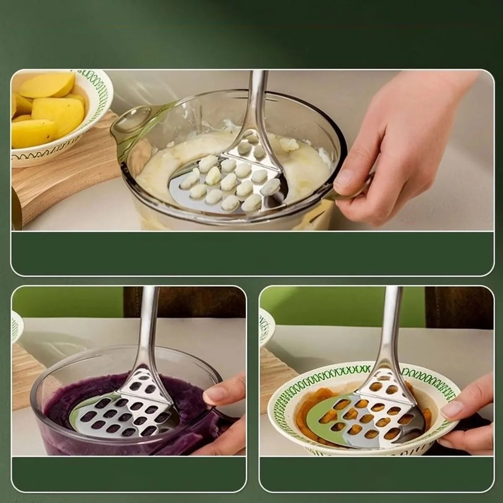 Stainless Steel Potato Masher Manual Food Crusher With Anti Slip Handle 4