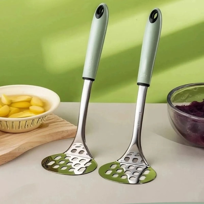 Stainless Steel Potato Masher Manual Food Crusher With Anti Slip Handle 0