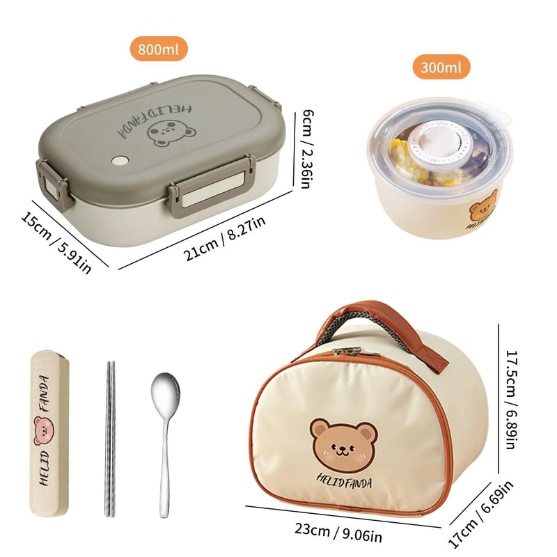 Detachable 3 Grid Plastic Lunch Box Leak Proof Food Container For Kids And Students 3