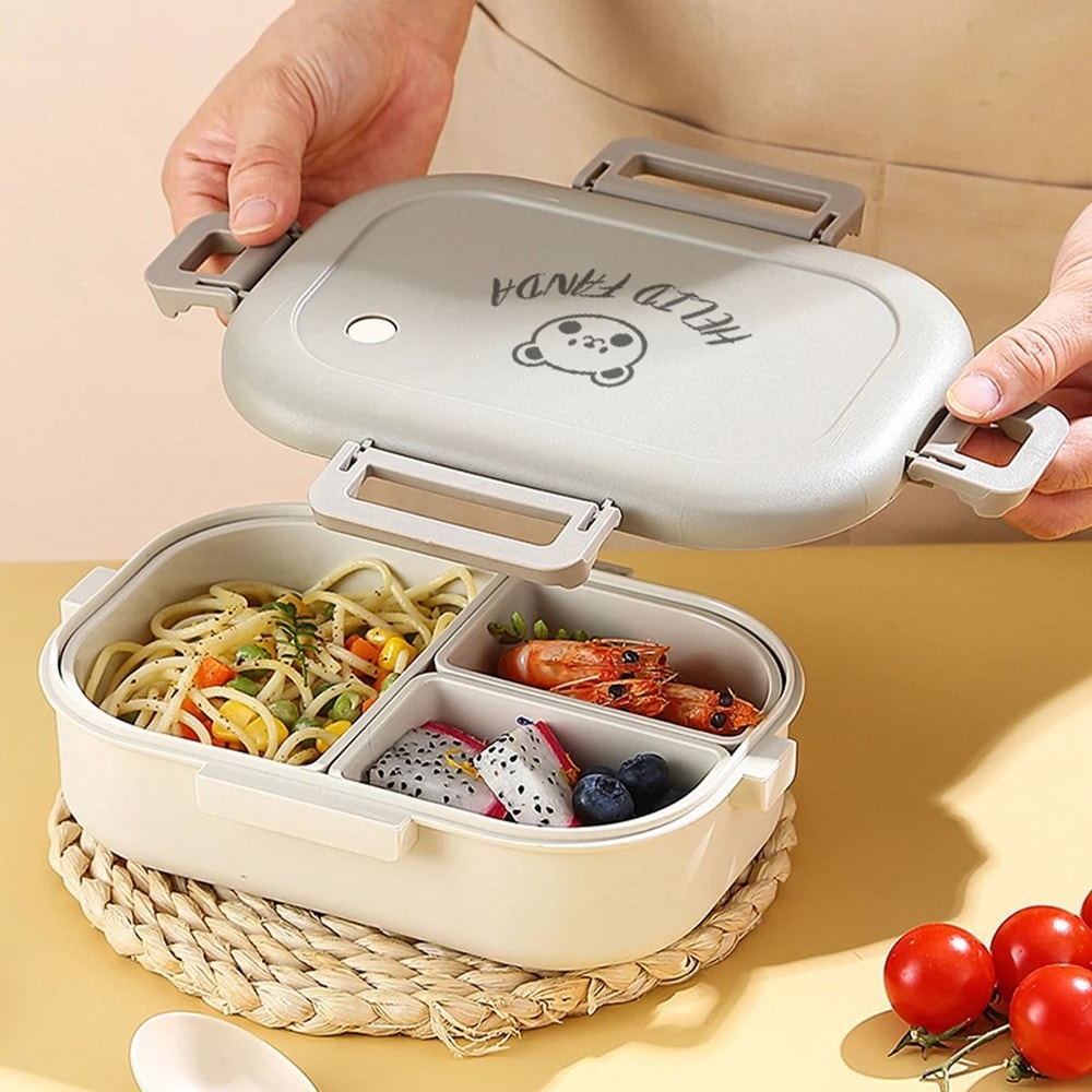 Detachable 3 Grid Plastic Lunch Box Leak Proof Food Container For Kids And Students 10