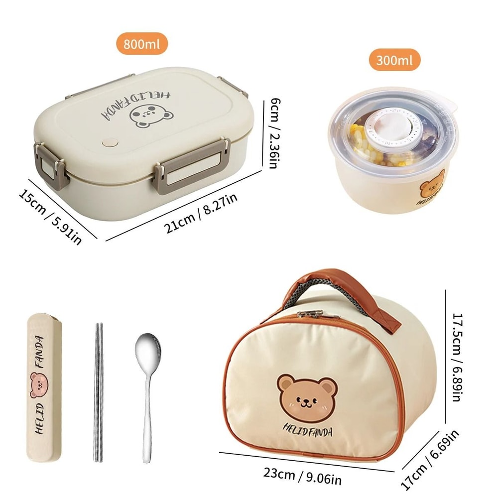 Detachable 3 Grid Plastic Lunch Box Leak Proof Food Container For Kids And Students 4