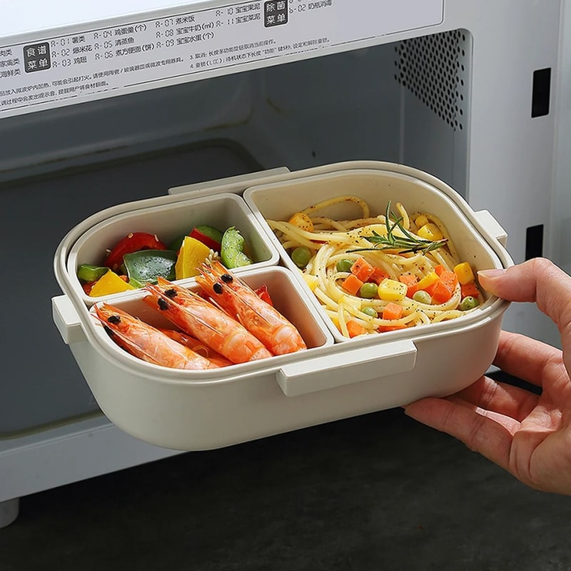 Detachable 3 Grid Plastic Lunch Box Leak Proof Food Container For Kids And Students 6