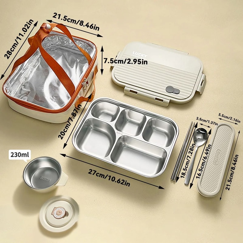 Portable Stainless Steel Divided Lunch Box Large Capacity With Lid For Kids And Students 10