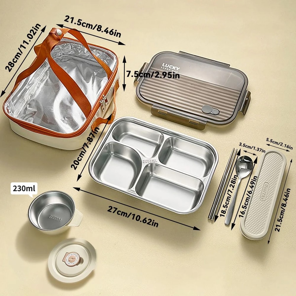 Portable Stainless Steel Divided Lunch Box Large Capacity With Lid For Kids And Students 11