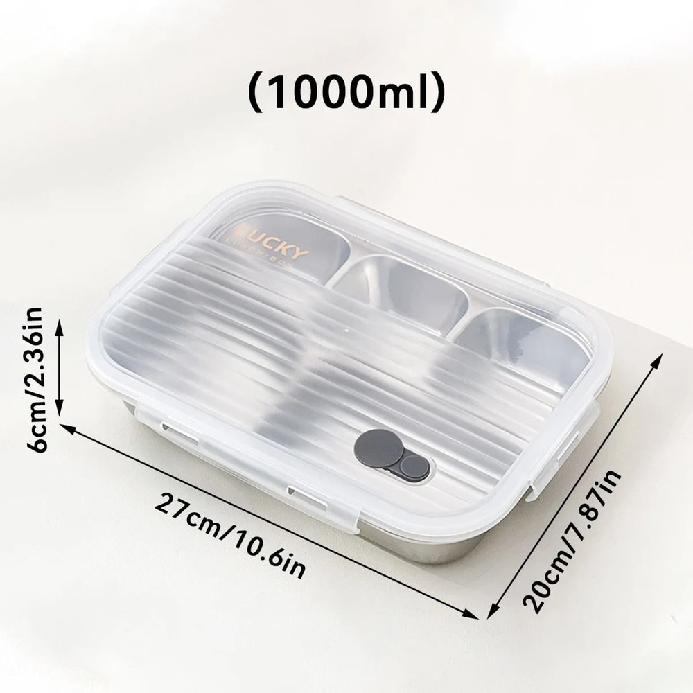 Portable Stainless Steel Divided Lunch Box Large Capacity With Lid For Kids And Students 2