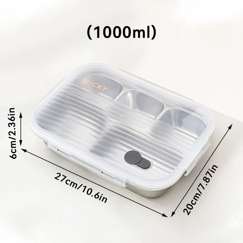 Portable Stainless Steel Divided Lunch Box Large Capacity With Lid For Kids And Students 2