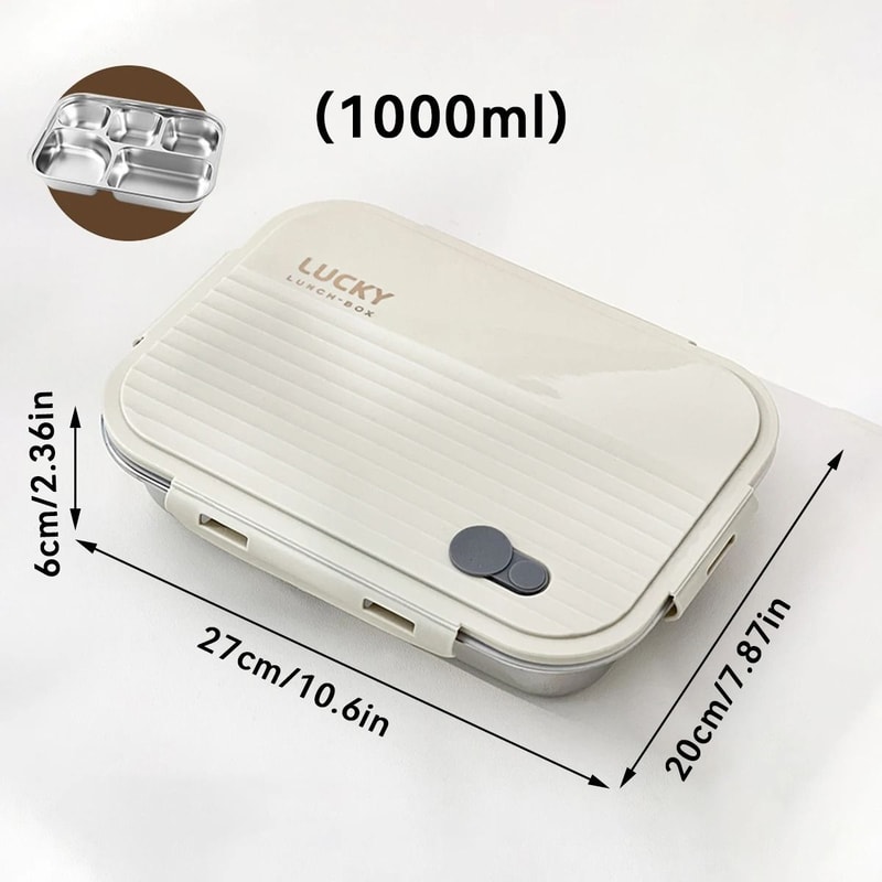 Portable Stainless Steel Divided Lunch Box Large Capacity With Lid For Kids And Students 4