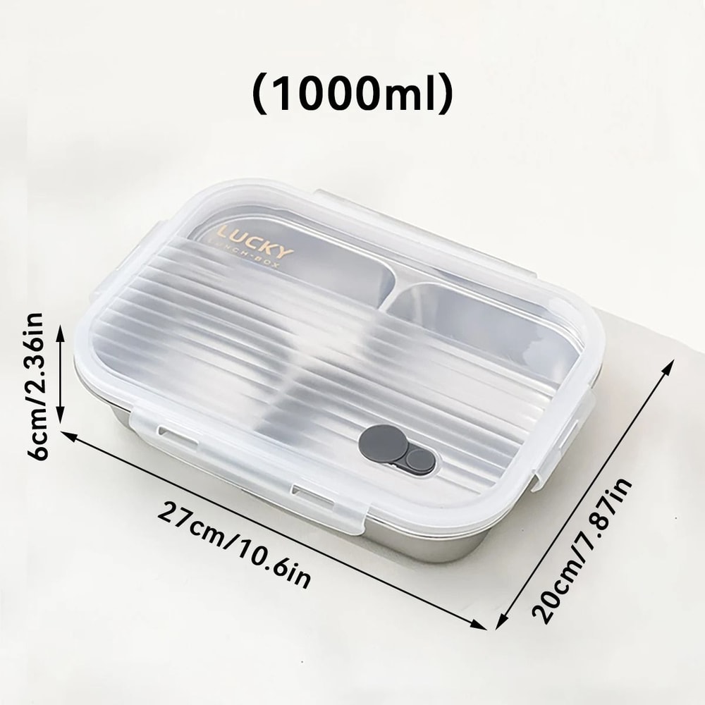 Portable Stainless Steel Divided Lunch Box Large Capacity With Lid For Kids And Students 1
