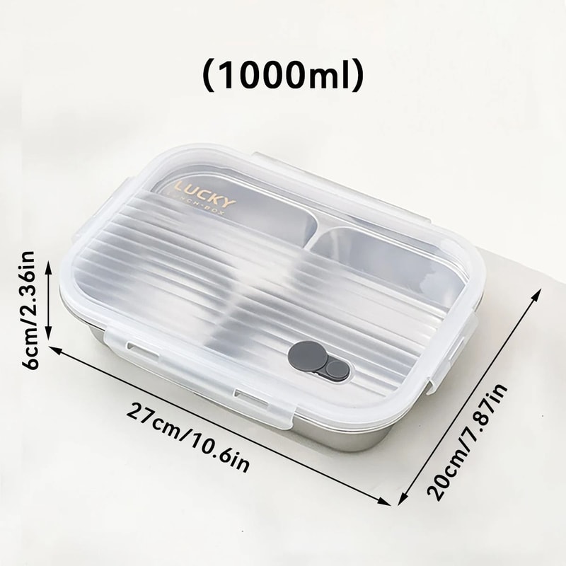 Portable Stainless Steel Divided Lunch Box Large Capacity With Lid For Kids And Students 1