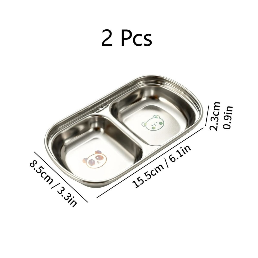 Stainless Steel Divided Seasoning Plate Reusable Sauce Dish For Kitchen And BBQ 4