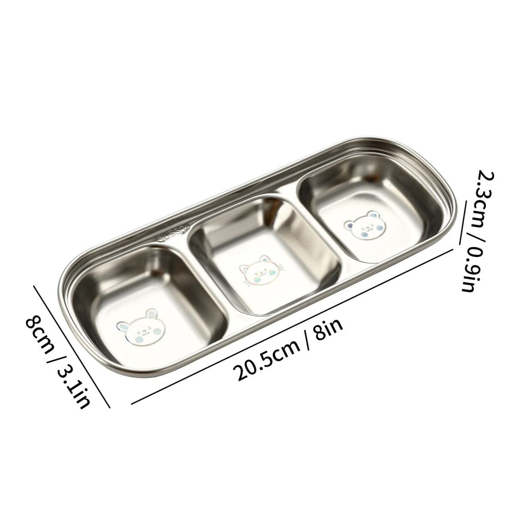 Stainless Steel Divided Seasoning Plate Reusable Sauce Dish For Kitchen And BBQ 2