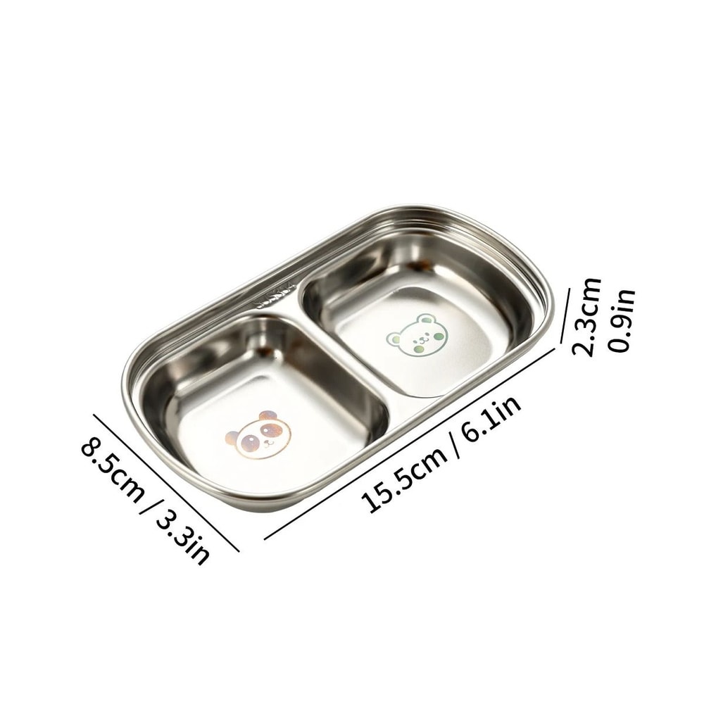 Stainless Steel Divided Seasoning Plate Reusable Sauce Dish For Kitchen And BBQ 1