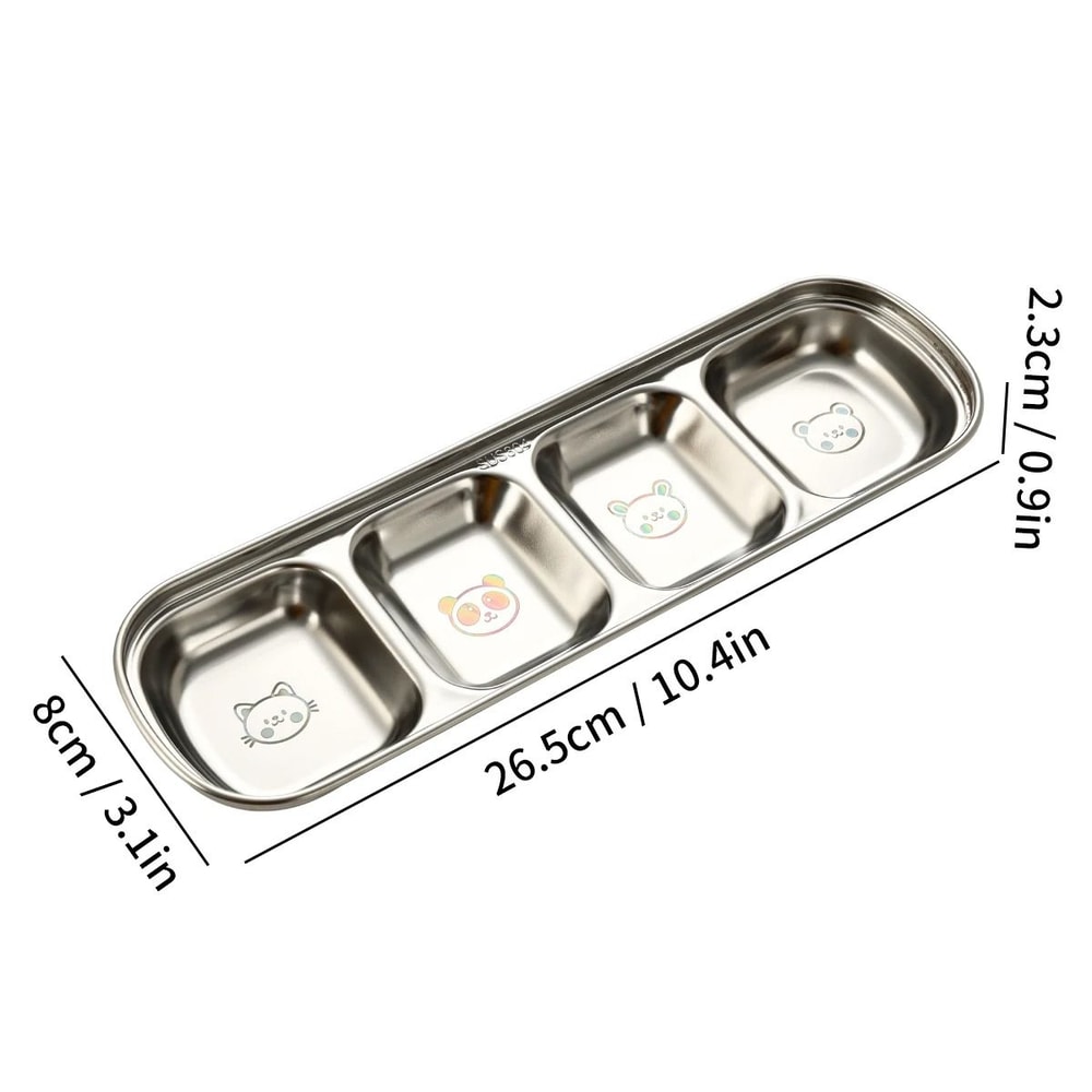 Stainless Steel Divided Seasoning Plate Reusable Sauce Dish For Kitchen And BBQ 3