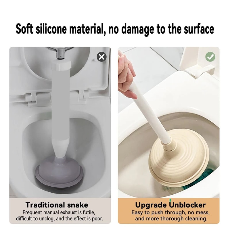 Long Handle High Pressure Toilet Plunger Pump Detachable Drain Cleaner Tool 3