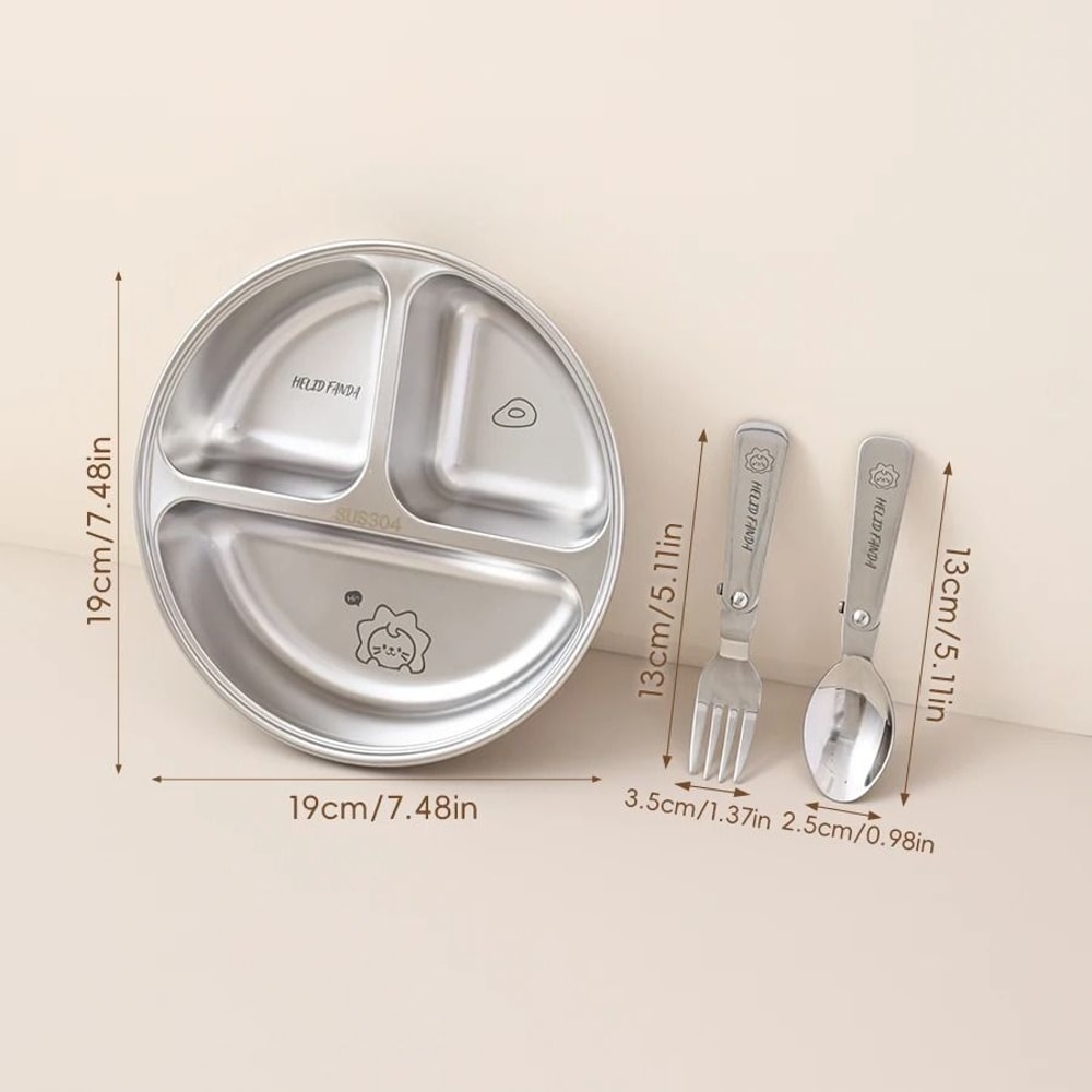 Stainless Steel Divided Salad Plate Reusable Dining Plate For Kids And Family Meals 8