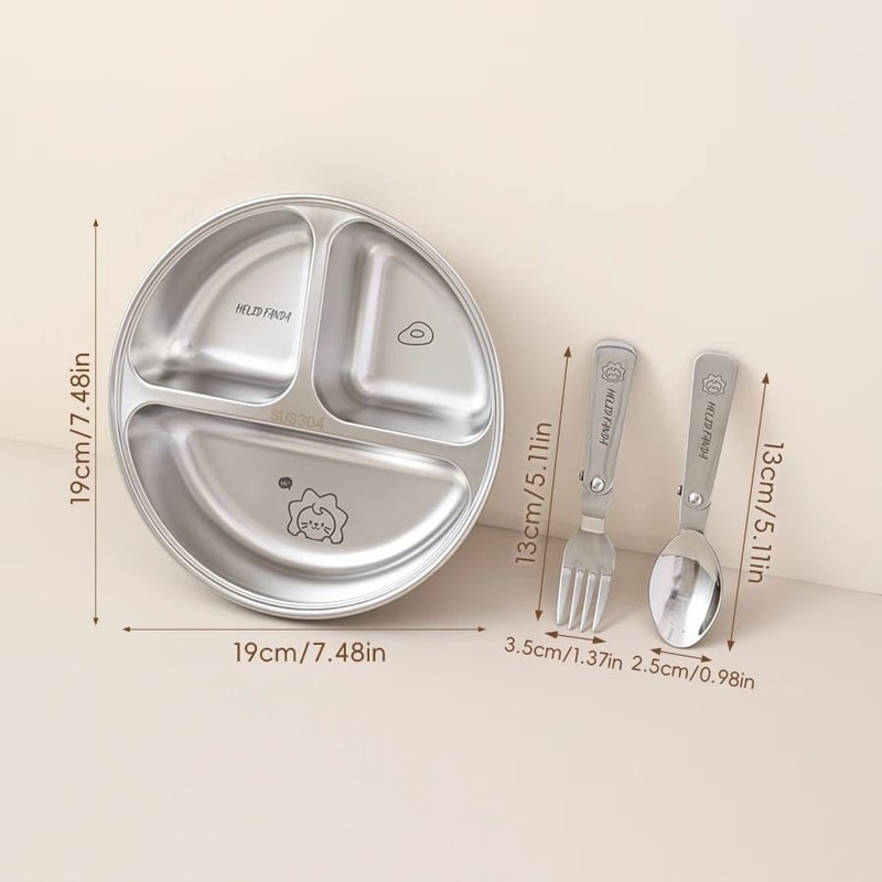 Stainless Steel Divided Salad Plate Reusable Dining Plate For Kids And Family Meals 8