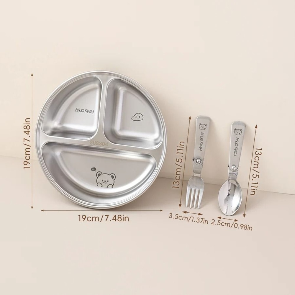 Stainless Steel Divided Salad Plate Reusable Dining Plate For Kids And Family Meals 6