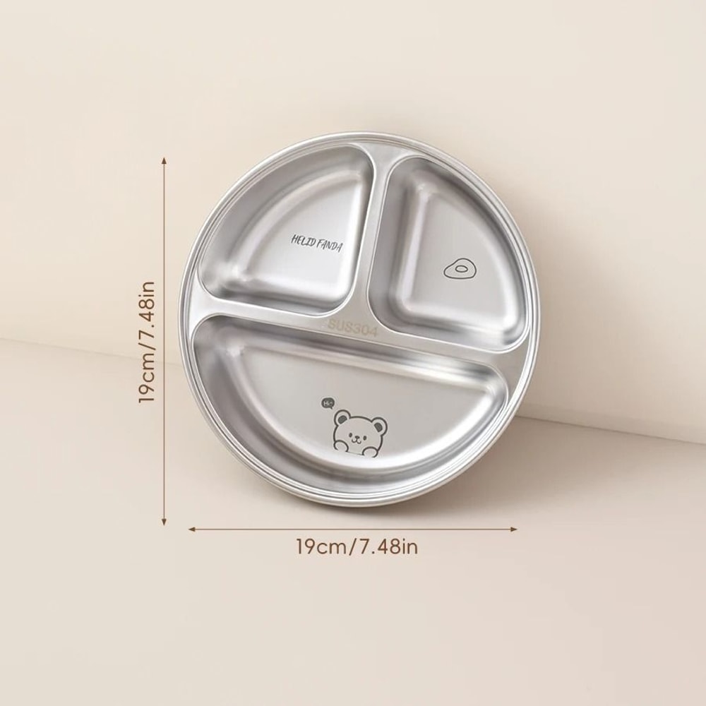 Stainless Steel Divided Salad Plate Reusable Dining Plate For Kids And Family Meals 2