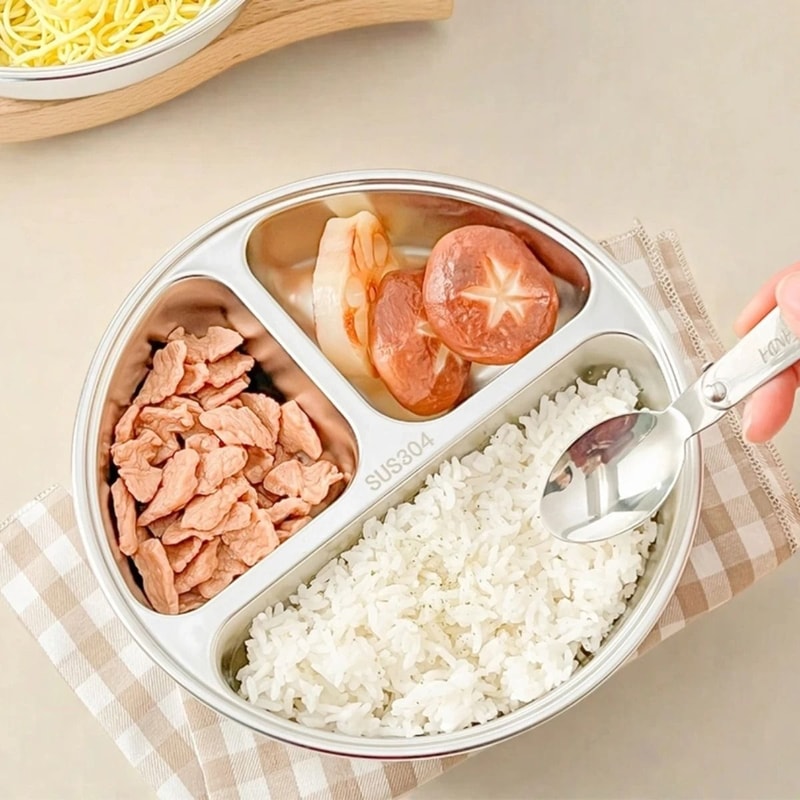 Stainless Steel Divided Salad Plate Reusable Dining Plate For Kids And Family Meals 9