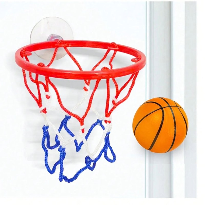 Mini Basketball Set With Wrist Strap Elastic Ball Indoor Shooting Game For Kids 0