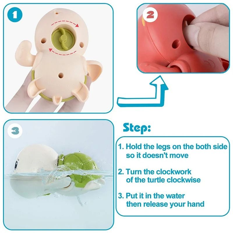 Clockwork Swimming Bath Toy Turtle And Whale Water Toy For Babies And Kids 27