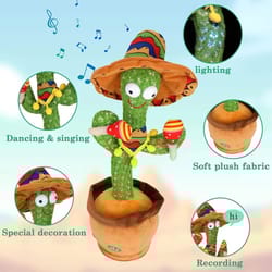 talking dancing cactus toy interactive repeating voice toy with music for kids