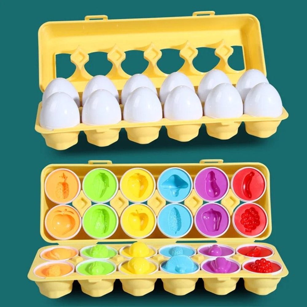 Montessori Matching Eggs Sensory Color And Shape Sorting Toy For Kids 7