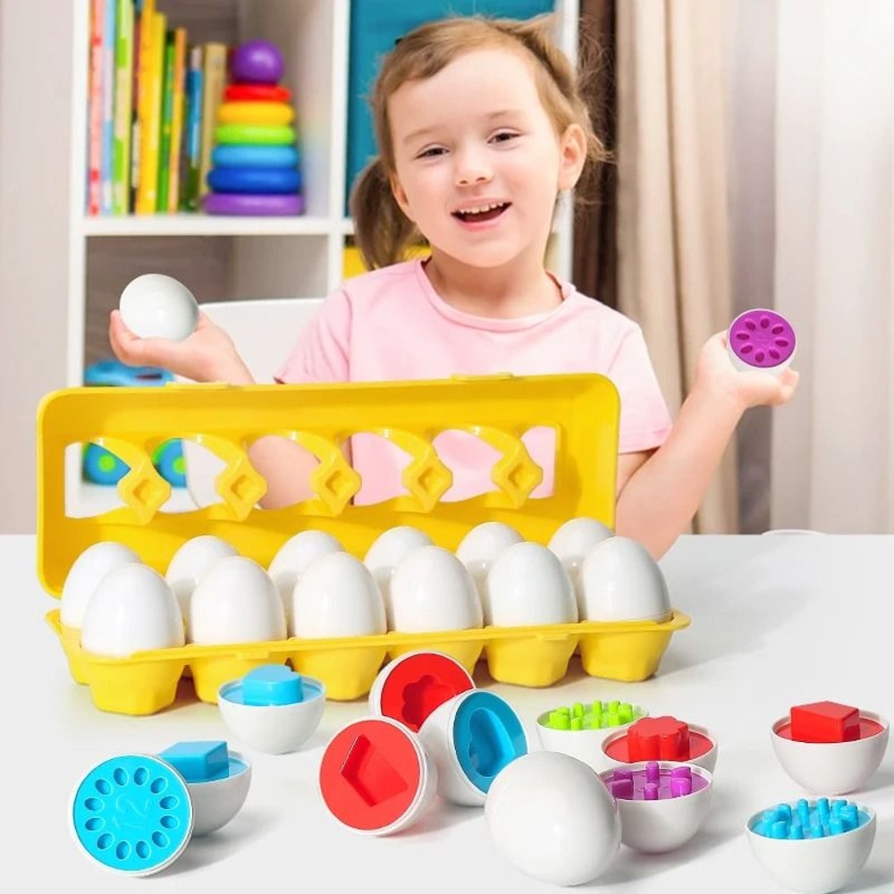 Montessori Eggs Screw Puzzle 3D Shape Matching Educational Toy For Kids 14