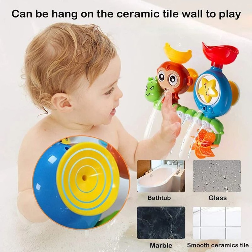 Baby Bath Wall Toy Suction Cup Water Track Shower Toy For Kids 2