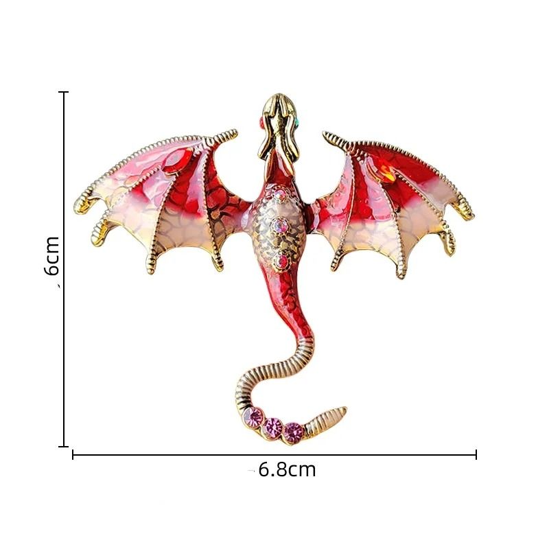 Enamel Dragon Brooch Rhinestone Animal Pin Statement Jewelry Accessory 7