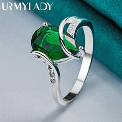 urmylady sterling silver water drop turquoise ring for women
