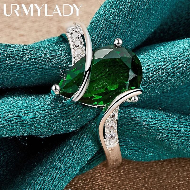 URMYLADY Sterling Silver Water Drop Turquoise Ring For Women 1