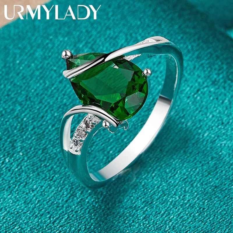 URMYLADY Sterling Silver Water Drop Turquoise Ring For Women 2