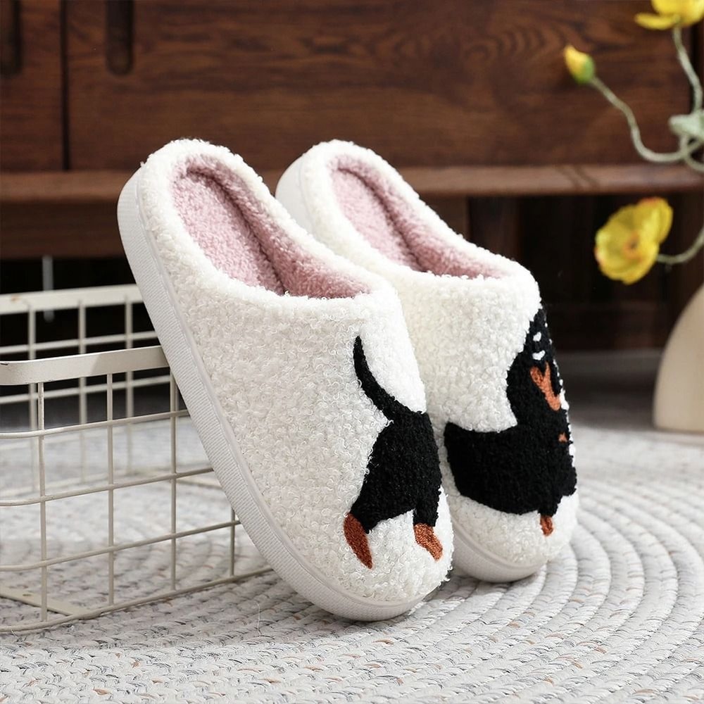 Fuzzy Dog Slippers Cute Warm Non Slip Indoor House Slippers 1