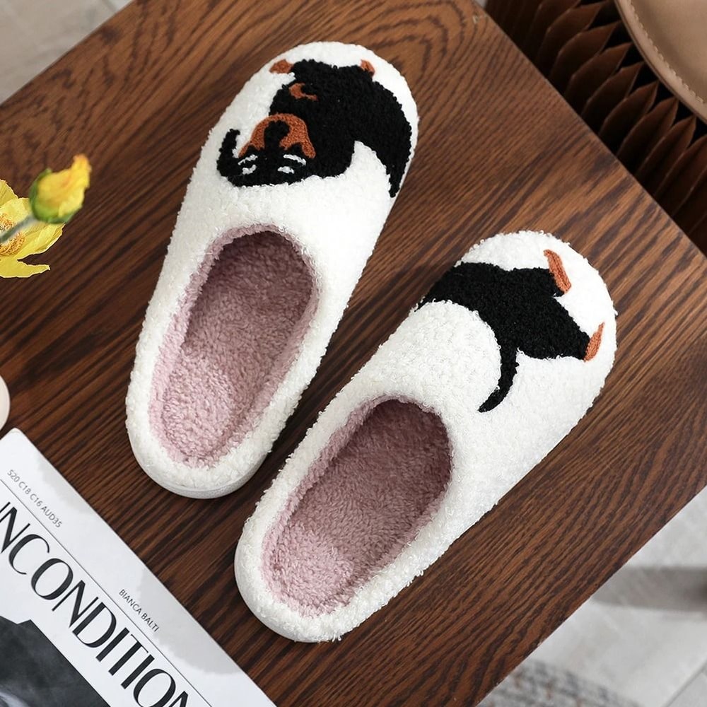 Fuzzy Dog Slippers Cute Warm Non Slip Indoor House Slippers 5