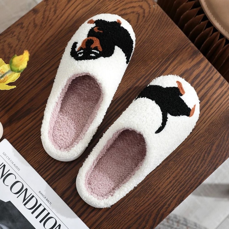 Fuzzy Dog Slippers Cute Warm Non Slip Indoor House Slippers 5