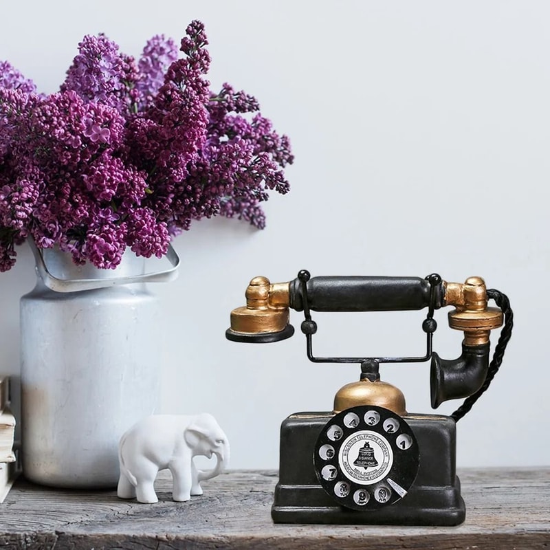Vintage Telephone Decor Retro Old Style Desktop Ornament For Home And Office 2