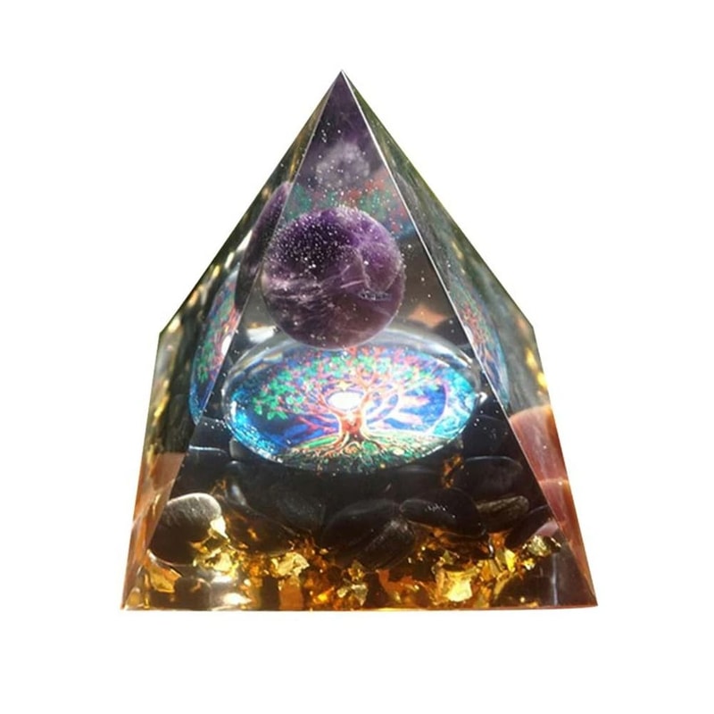 Handmade Orgonite Pyramid Natural Amethyst Crystal Energy Decor 9