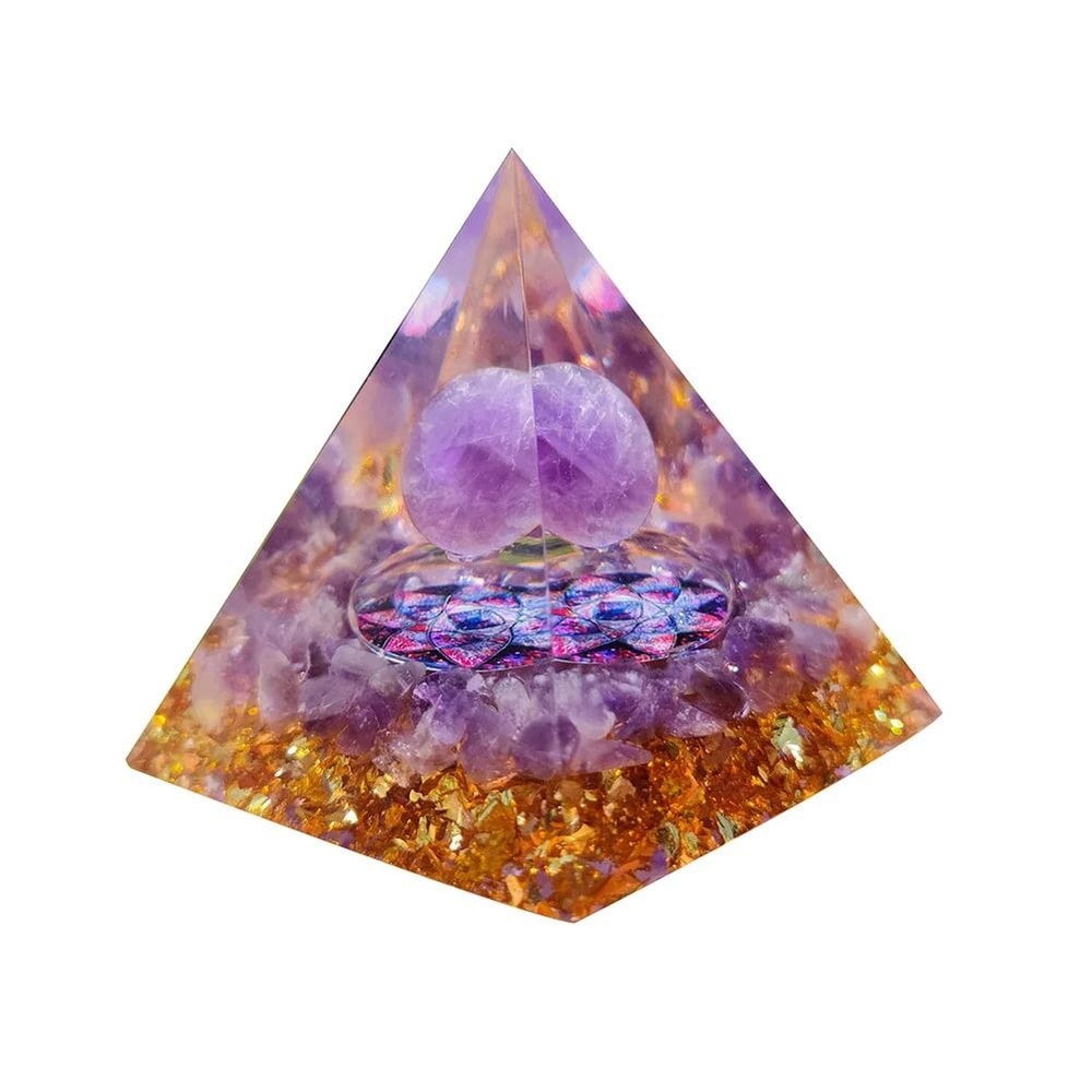 Handmade Orgonite Pyramid Natural Amethyst Crystal Energy Decor 11