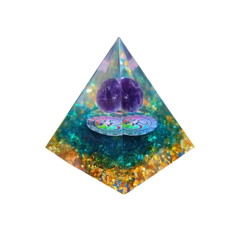 Handmade Orgonite Pyramid Natural Amethyst Crystal Energy Decor 13